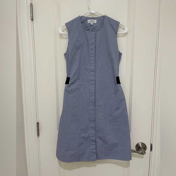 & OTHER STORIES A-Line Cotton Blue Chambray Bow Front Dress Size 2 - Picture 7 of 14
